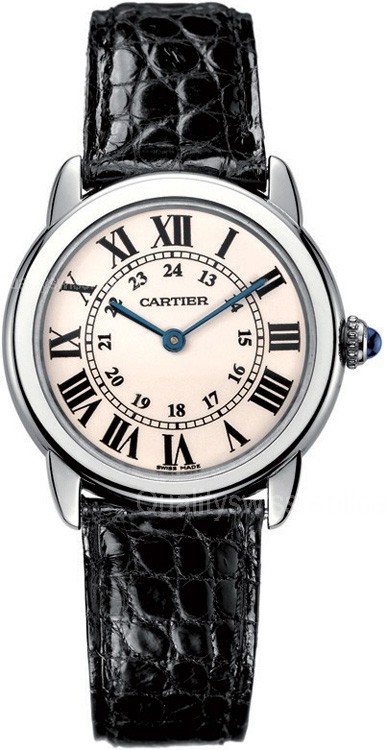 Cartier Ronde Solo Steel Black Leather Ladies Watch W6700155
