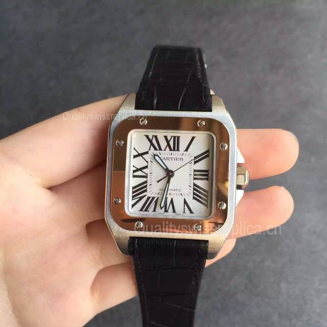 Cartier Santos 100 W20107x7 Automatic Watch 44.20MM Black Leather