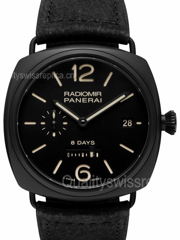 Panerai Radiomir 8 Days Ceramica HandWound Watch Black Dial PAM00384
