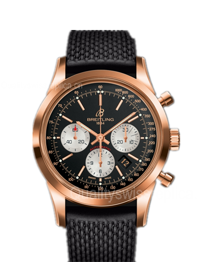 Breitling Transocean Automatic Chronograph Rose Gold Black Dial 43mm