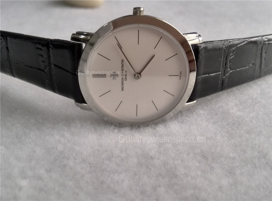 Vacheron Constantin Patrimony Quartz Watch 35mm - White Dial Black Leather Strap