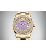 Rolex Day-Date 118348 Swiss Automatic Watch Baby Purple Dial 36MM 