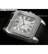 Cartier Santos 100 Swiss Automatic Watch-White Dial W20106X8-44.20mm