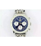 Breitling Navitimer Swiss 7750 Chronograph-Blue Dial with Stick Markers-Stainless Steel Bracelet
