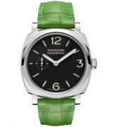 Panerai Radiomir HandWound Watch Black Dial Green Leather Strap PAM00574