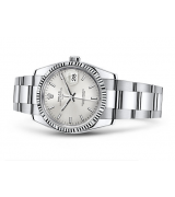 Rolex Oyster Perpetual Date Swiss Automatic Watch 34mm Rhodium Dial