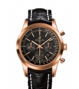 Breitling Transocean Automatic Chronograph Rose Gold Black Leather 43mm