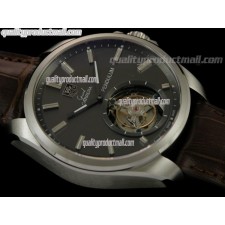 Tag Heuer Grand Carrera Tourbillon Handwould Watch-Black dial Steel Markers-Brown Leather strap