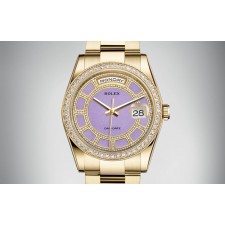 Rolex Day-Date 118348 Swiss Automatic Watch Baby Purple Dial 36MM 