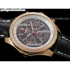 Breitling Bentley 30S Chronograph 18K Rose Gold-Brown Dial Brown Subdials-Black Leather Bracelet 