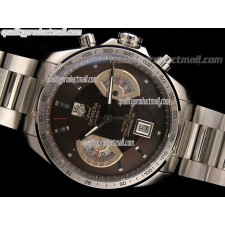 Tag Heuer Grand Carrera Calibre 17 Automatic Chronograph-Brown Dial Silver Subdials-Stainless Steel bracelet