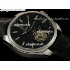 Tag Heuer Grand Carrera Tourbillon Handwould Watch-Black dial Steel Markers-Black Leather strap