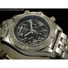 Breitling Chronomat B01 Chronograph-Black Dial-Roman Numerals-Stainless Steel Bracelet