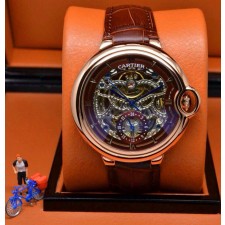 Cartier Ballon Bleu 467530 Tourbillon Swiss Automatic Watch - Original Clasp - Skeleton Brown Dial