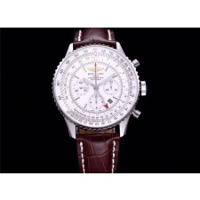 Breitling Navitimer Chronometre-Offwhite Dial Index Hour Markers-Brown Leather Strap